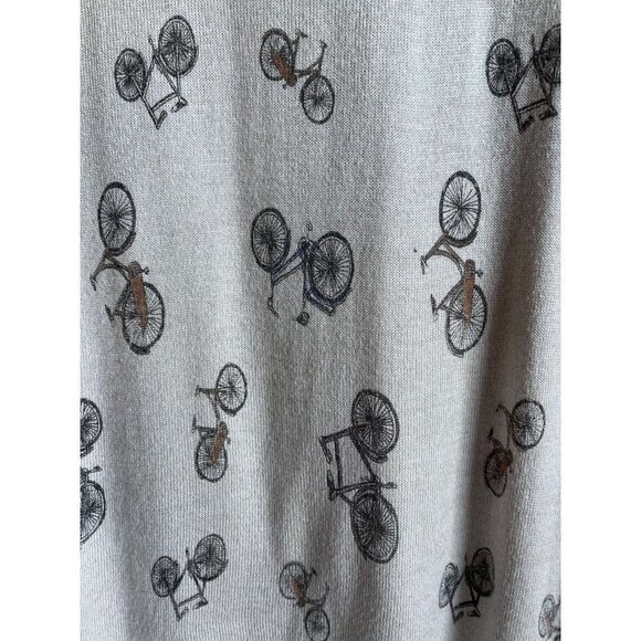 TALLY WEIJL Size Medium Tan Pullover Knit Top Bicycle Print - Picture 3 of 5